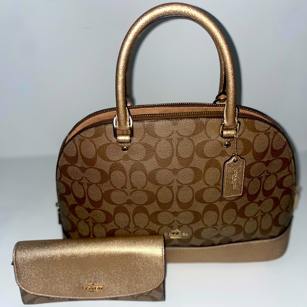 Coach Rose Gold Bag w/ Matching Wallet
